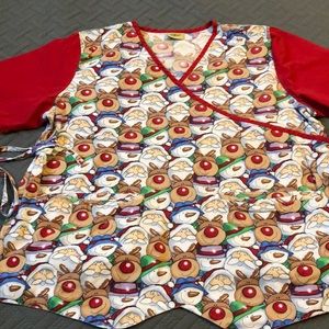 Christmas Scrub Top. Large